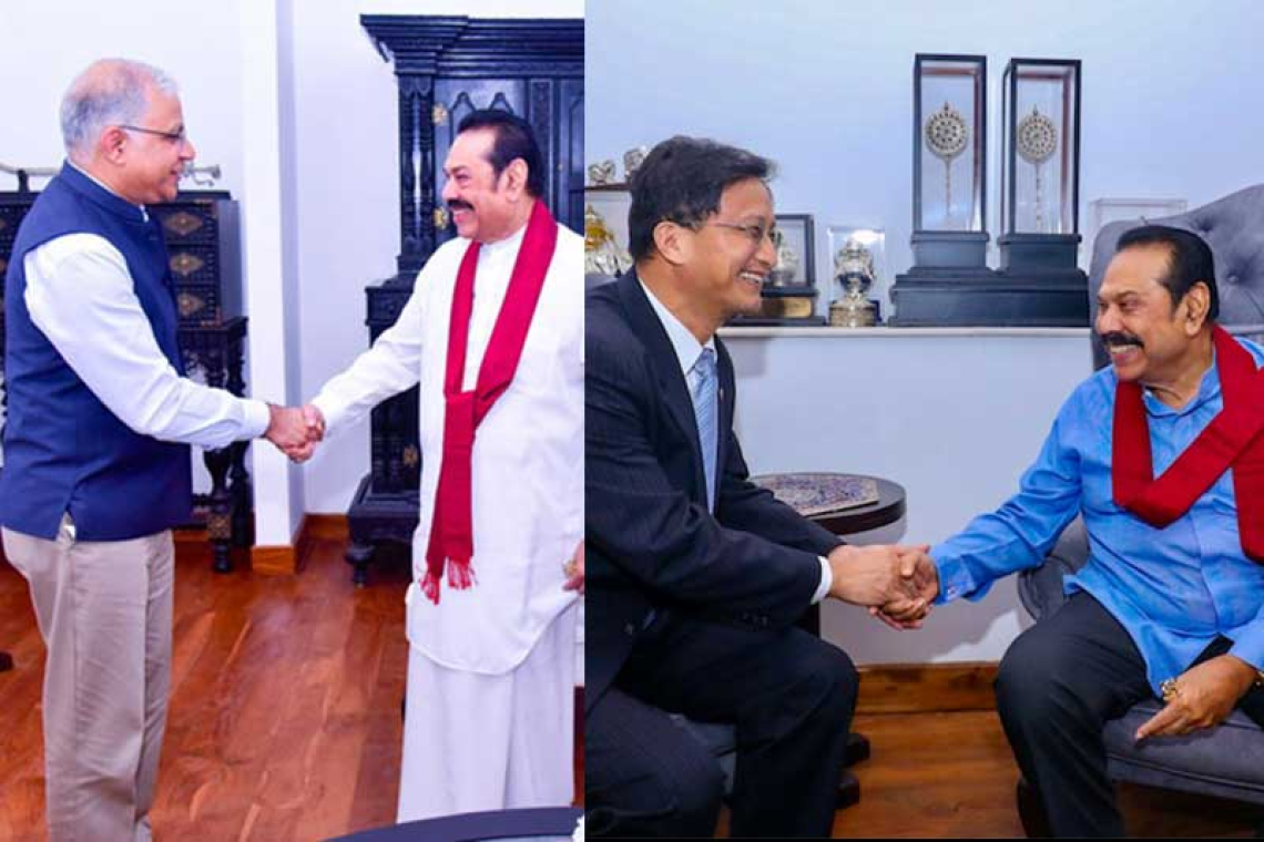  ඉන්දියානු සහ චීන තානාපතිවරුන් හදිසියේ මහින්ද සහ නාමල් හමුවෙති