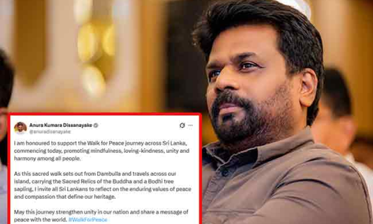 සාමයේ පා ගමන ගැන ජනපති අනුරගෙන් X සටහනක්